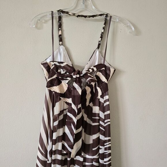 NWT BCBG MaxAzria 100% Silk Womens Maxi Dress Halter Animal Print  Size 4 Y2K - Picture 10 of 13